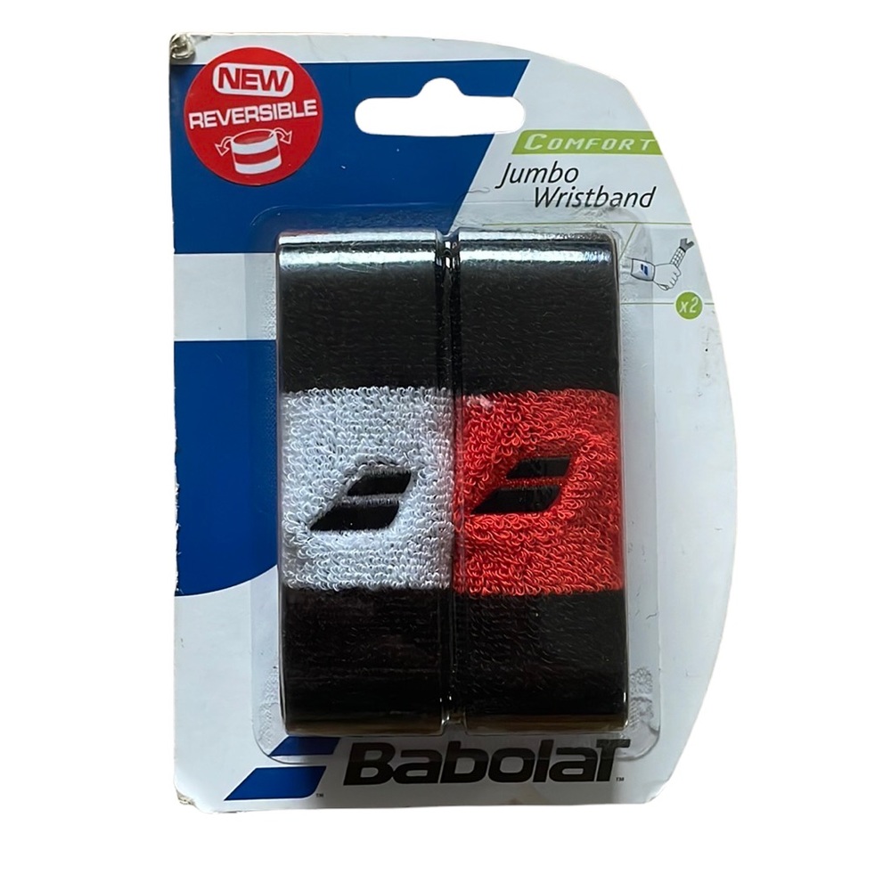 Babolat reversible jumbo wristband white and orange/red